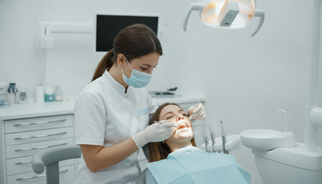 Dentista en procedimiento mientras Responz responde mensajes de pacientes por WhatsApp